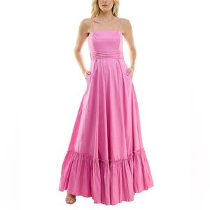 Taylor Pink Spaghetti-Strap Ruffled-Hem Maxi Dress